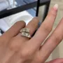 Round Cut Diamond White Sterling Silver Yellow Gold Engagement Ring