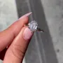 Hexagon Cut Diamond White Sterling Silver Yellow Gold Solitaire Engagement Ring