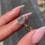 Hexagon Cut Diamond White Sterling Silver Yellow Gold Solitaire Engagement Ring