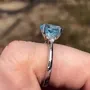 Oval Cut Aquamarine Blue Sterling Silver Engagement Ring