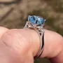 Oval Cut Aquamarine Blue Sterling Silver Engagement Ring