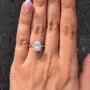 Cushion Cut Diamond White Sterling Silver Halo Yellow Gold Engagement Ring