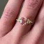 Oval Cut Fancy Pink Sterling Silver Yellow Gold Engagement Ring