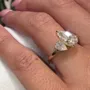 Pear Cut Diamond White Sterling Silver Yellow Gold Engagement Ring