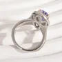 Pear Cut Aquamarine Blue Sterling Silver Double Halo Engagement Ring