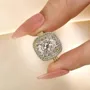 Cushion Cut Diamond White Sterling Silver Double Halo Engagement Ring