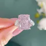 Radiant Cut Fancy Pink Sterling Silver 3-Stone Engagement Ring