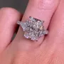 Radiant Cut Diamond White Sterling Silver 3-Stone Engagement Ring