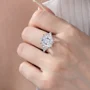 Radiant Cut Diamond White Sterling Silver 3-Stone Engagement Ring