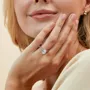 Oval Cut Diamond White Sterling Silver Classic Engagement Ring