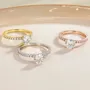 Round Cut Diamond White Sterling Silver Classic Engagement Ring