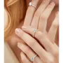 Round Cut Diamond White Sterling Silver Classic Engagement Ring