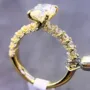 Oval Cut Diamond White Yellow Gold Sterling Silver Engagement Ring