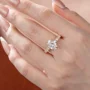 Oval Cut Diamond White Yellow Gold Sterling Silver Engagement Ring