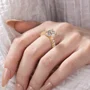 Oval Cut Diamond White Yellow Gold Sterling Silver Engagement Ring