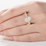 Oval Cut Diamond White Yellow Gold Sterling Silver Engagement Ring