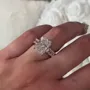 Radiant Cut Diamond White 925 Sterling Silver Hidden Halo Engagement Ring