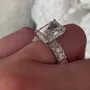 Radiant Cut Diamond White 925 Sterling Silver Hidden Halo Engagement Ring