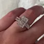 Radiant Cut Diamond White 925 Sterling Silver Hidden Halo Engagement Ring