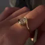 Oval Cut Diamond White 925 Sterling Silver Yellow Gold Solitaire Engagement Ring