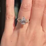 Pear Cut Diamond White 925 Sterling Silver Yellow Gold Art Deco Engagement Ring