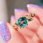 Hexagonal Cut Moss Agate Promise Ring Nature Inspired Sterling Yellow Gold Engagement Ring