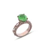 Oval Cut Emerald Green Sterling Silver Rose Gold Engagement Ring