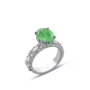 Oval Cut Emerald Green Sterling Silver Engagement Ring