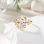 Marquise Cut Diamond White Sterling Silver Yellow Gold Engagement Ring