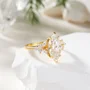 Marquise Cut Diamond White Sterling Silver Yellow Gold Engagement Ring