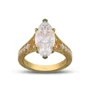 Marquise Cut Diamond White Sterling Silver Yellow Gold Engagement Ring