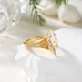 Marquise Cut Diamond White Sterling Silver Yellow Gold Engagement Ring