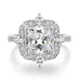 Princess Cut Diamond White Sterling Silver Halo Engagement Ring