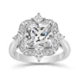 Princess Cut Diamond White Sterling Silver Halo Engagement Ring