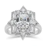 Cushion Cut Diamond White Sterling Silver Halo Engagement Ring