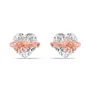 Heart Cut Diamond White Pink Rose Heart Bow Rose Gold Sterling Silver Earrings