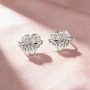 Heart Cut Diamond White Silver Heart Bow Sterling Silver Earrings