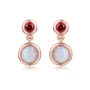 Round Cut Opal and Ruby Sterling Silver Rose Gold Drop Earrings