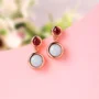 Round Cut Opal and Ruby Sterling Silver Rose Gold Drop Earrings