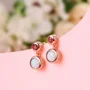 Round Cut Opal and Ruby Sterling Silver Rose Gold Drop Earrings