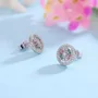 Round Cut Diamond White Sterling Silver Snowflake Stud Earrings