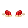 Round Cut Diamond White Yellow Gold Sterling Silver Santa Hat Stud Earrings