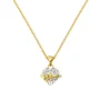 Heart Cut Diamond White Heart Bow Yellow Gold Sterling Silver Pendant Necklace