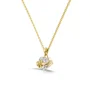 Heart Cut Diamond White Heart Bow Yellow Gold Sterling Silver Pendant Necklace
