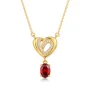 Oval Cut Ruby Yellow Gold Sterling Silver Heart Pendant Necklace