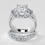 Round Cut Diamond White Art Deco 925 Sterling Silver Ring Set