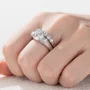 Round Cut Diamond White Art Deco 925 Sterling Silver Ring Set
