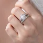 Round Cut Diamond White Art Deco 925 Sterling Silver Ring Set