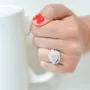 Round Cut Diamond White Halo 3-Stone 925 Sterling Silver Ring Set