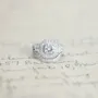 Round Cut Diamond White Halo 3-Stone 925 Sterling Silver Ring Set